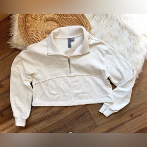 Sweaty Betty Cream Revive Half Zip Crop Pullover Sweatshirt Size 4